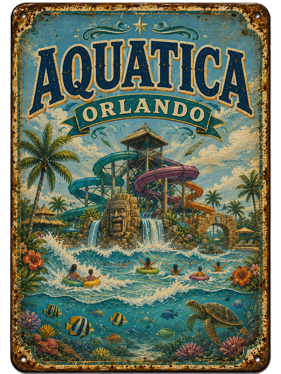 Aquatica Orlando approved vintage attraction sign