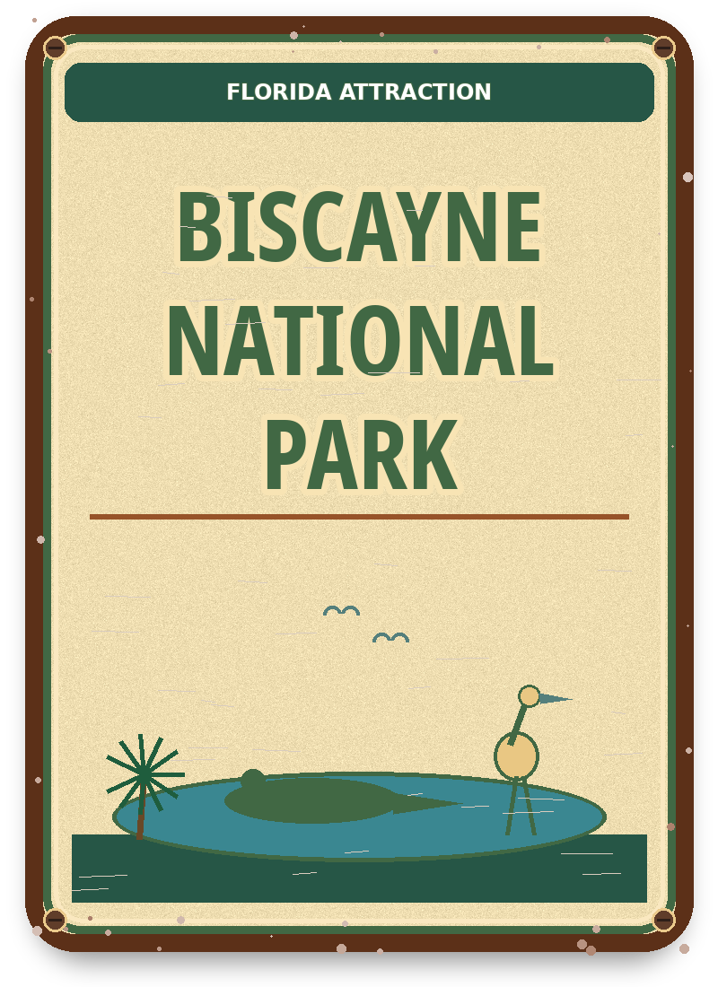 Biscayne National Park approved vintage attraction sign