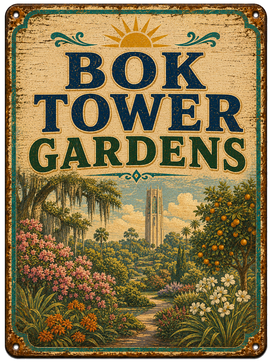 Bok Tower Gardens approved vintage attraction sign