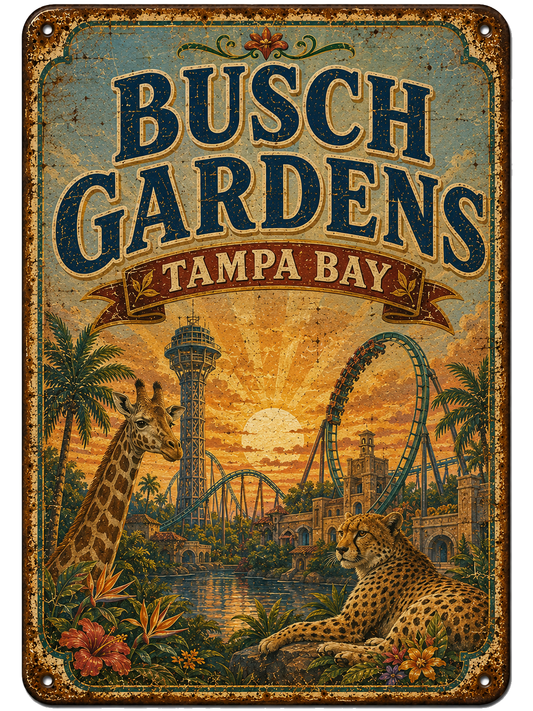 Busch Gardens Tampa Bay approved vintage attraction sign