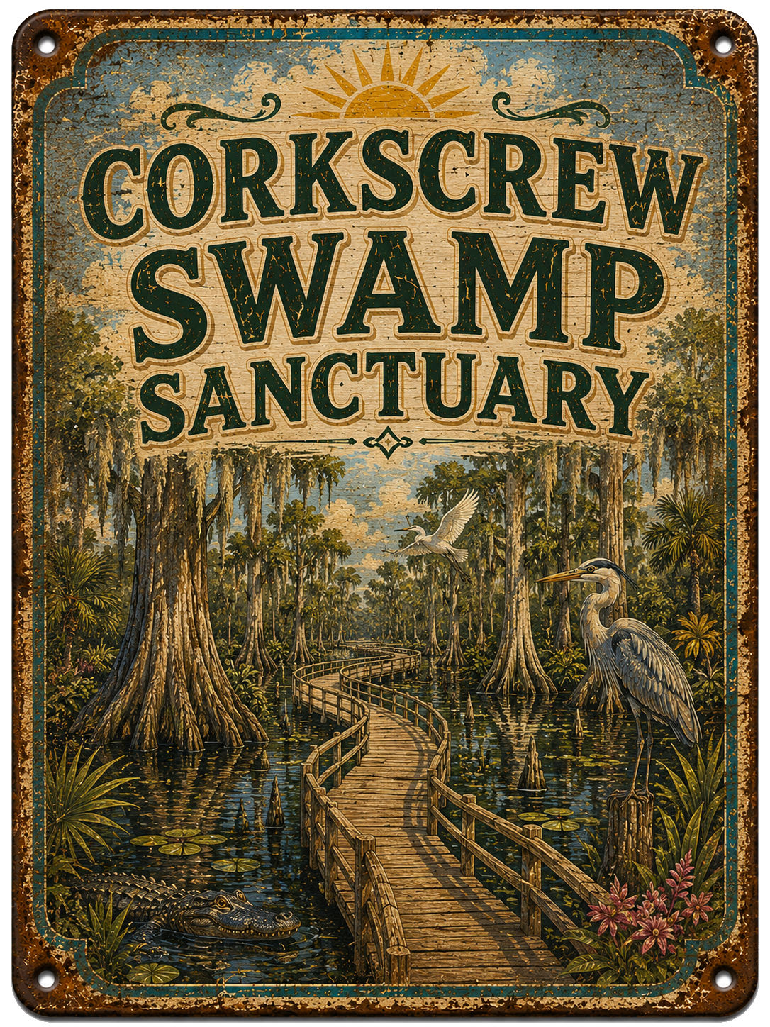 Corkscrew Swamp Sanctuary approved vintage attraction sign