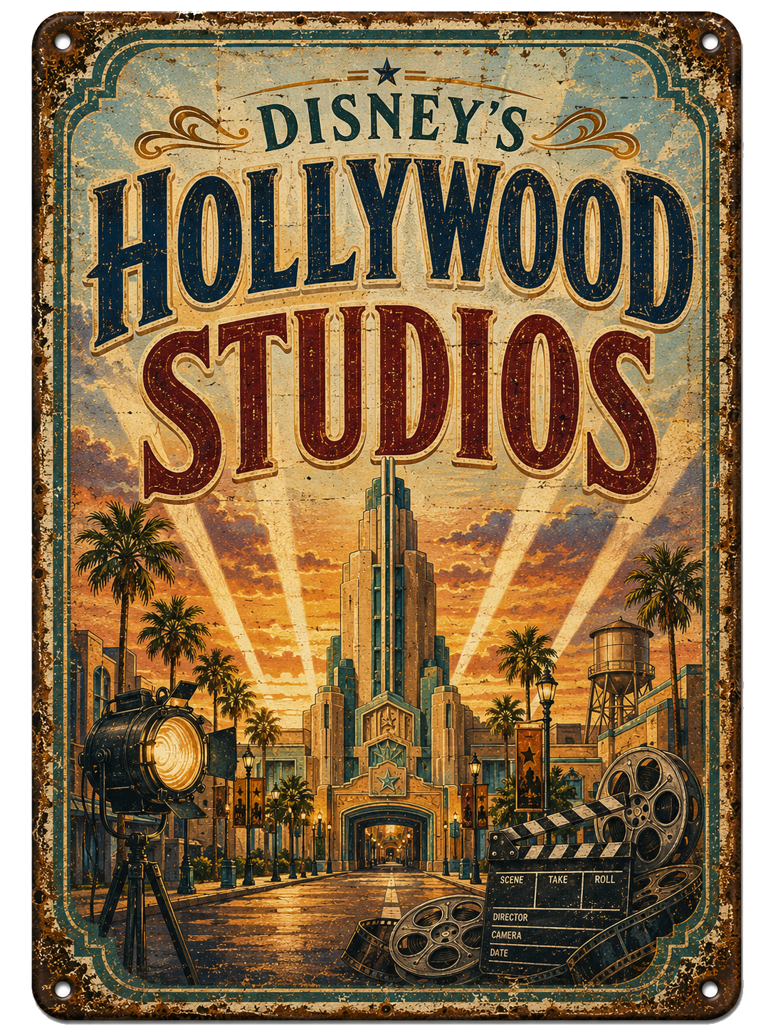 Disney's Hollywood Studios approved vintage attraction sign
