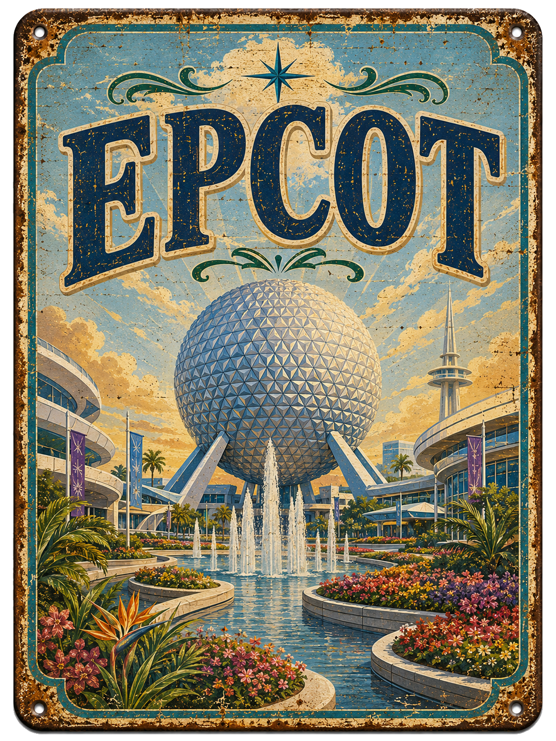 EPCOT approved vintage attraction sign