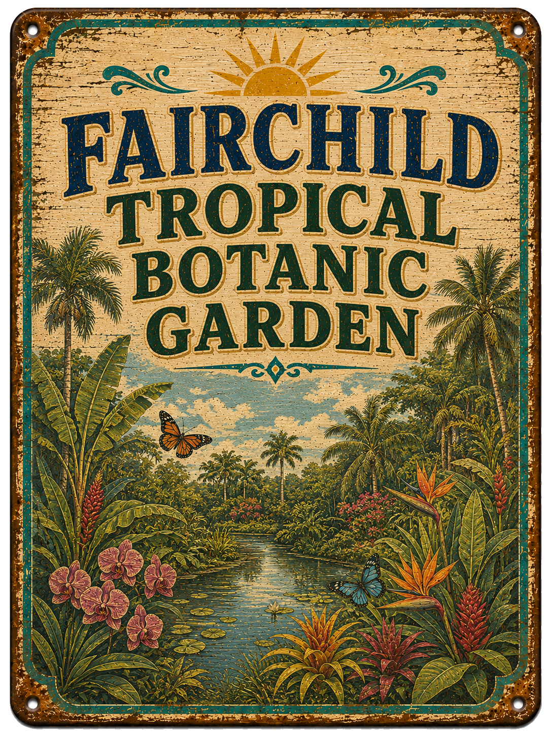 Fairchild Tropical Botanic Garden approved vintage attraction sign