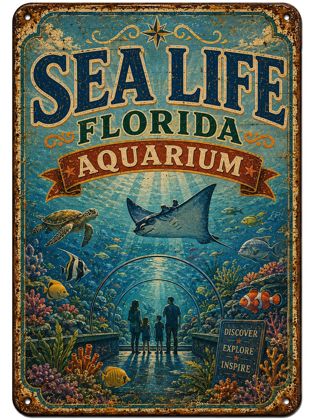 The Florida Aquarium approved vintage attraction sign