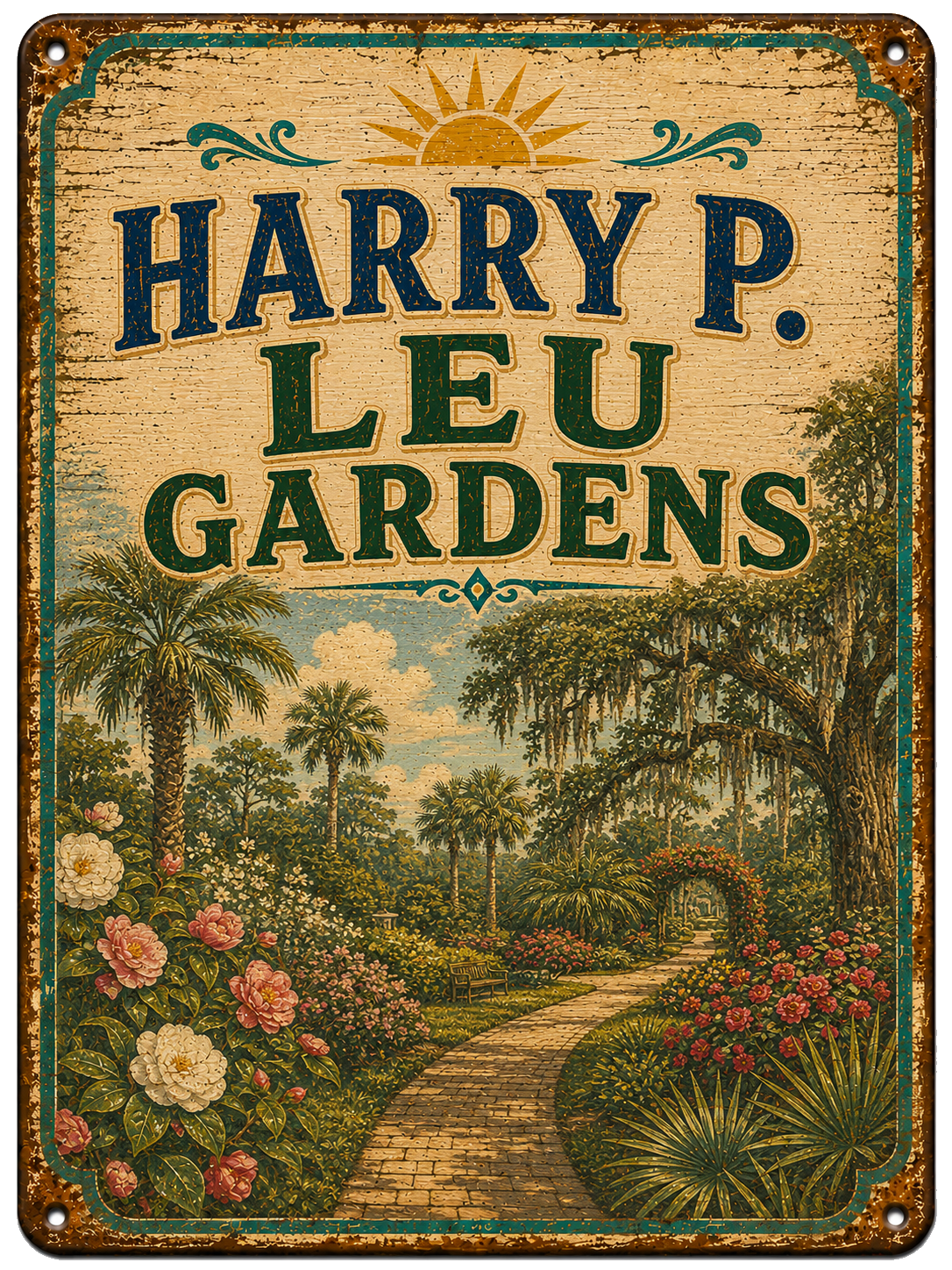 Harry P. Leu Gardens approved vintage attraction sign