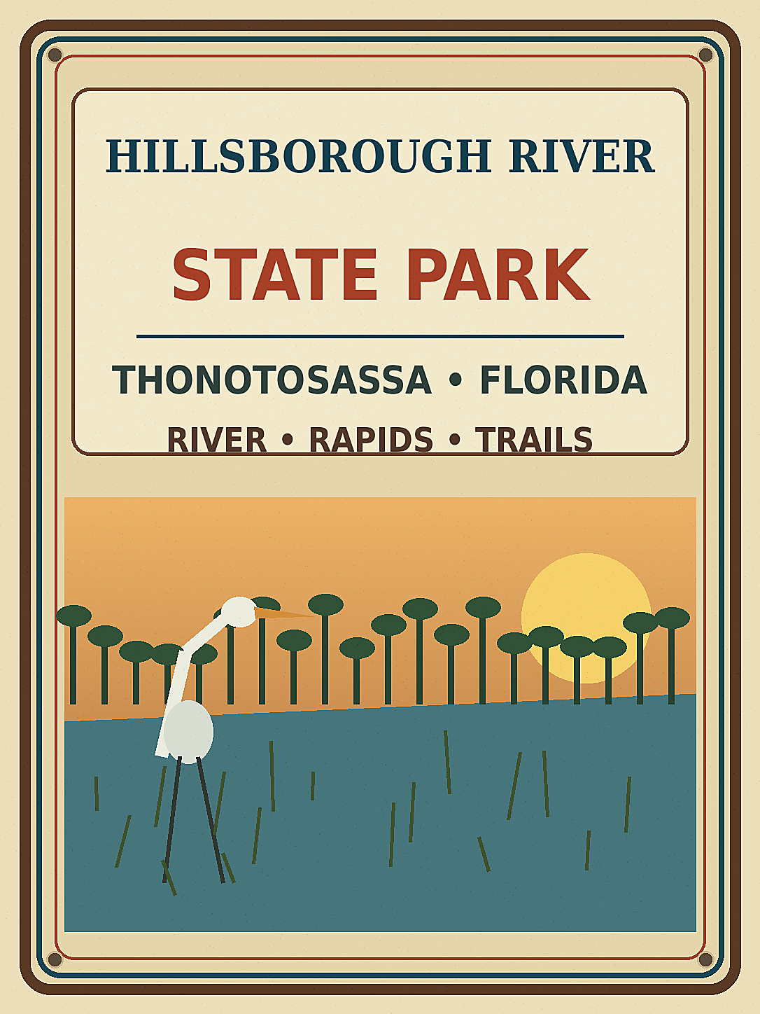 Hillsborough River State Park approved vintage attraction sign
