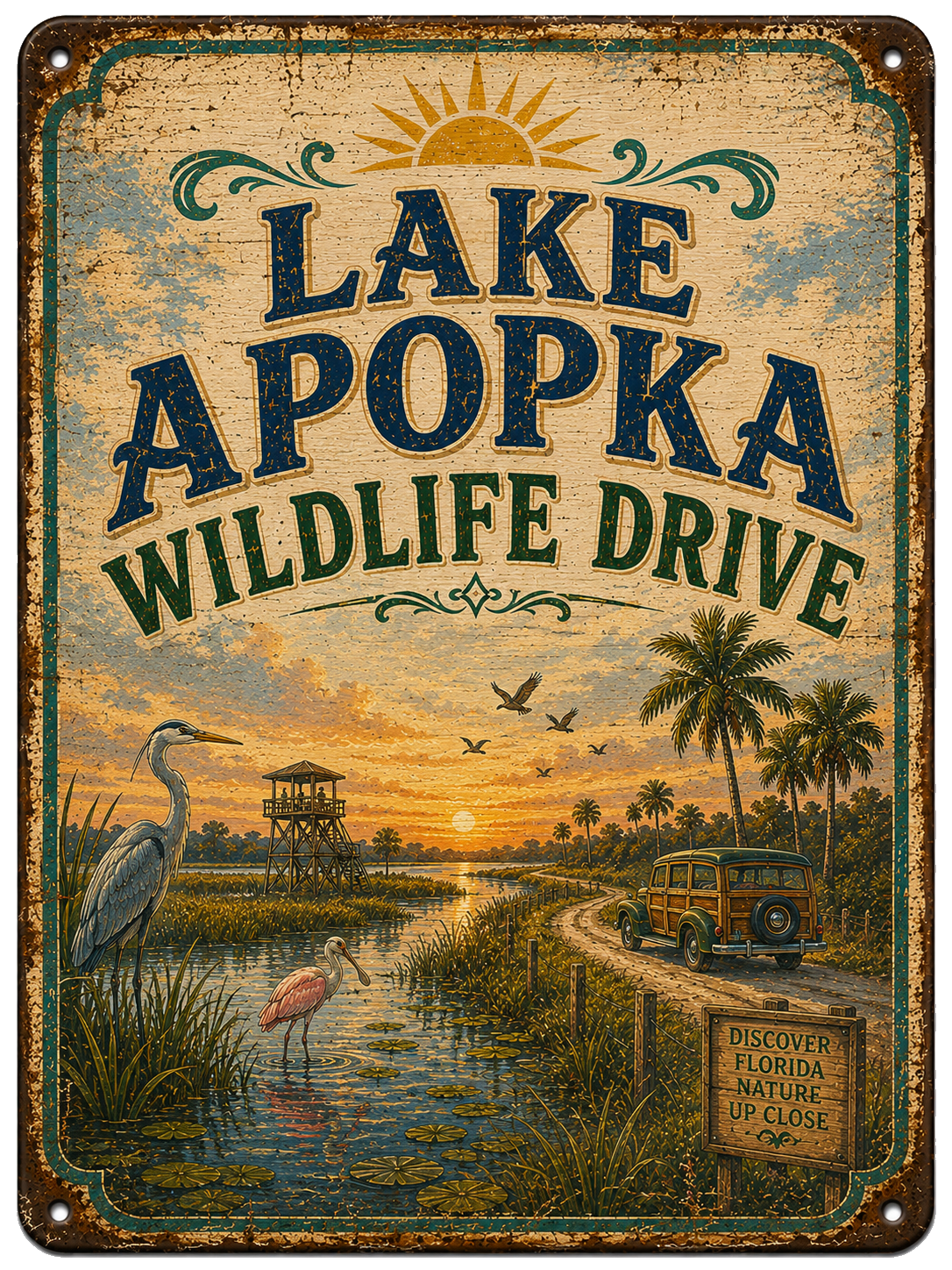 Lake Apopka Wildlife Drive approved vintage attraction sign