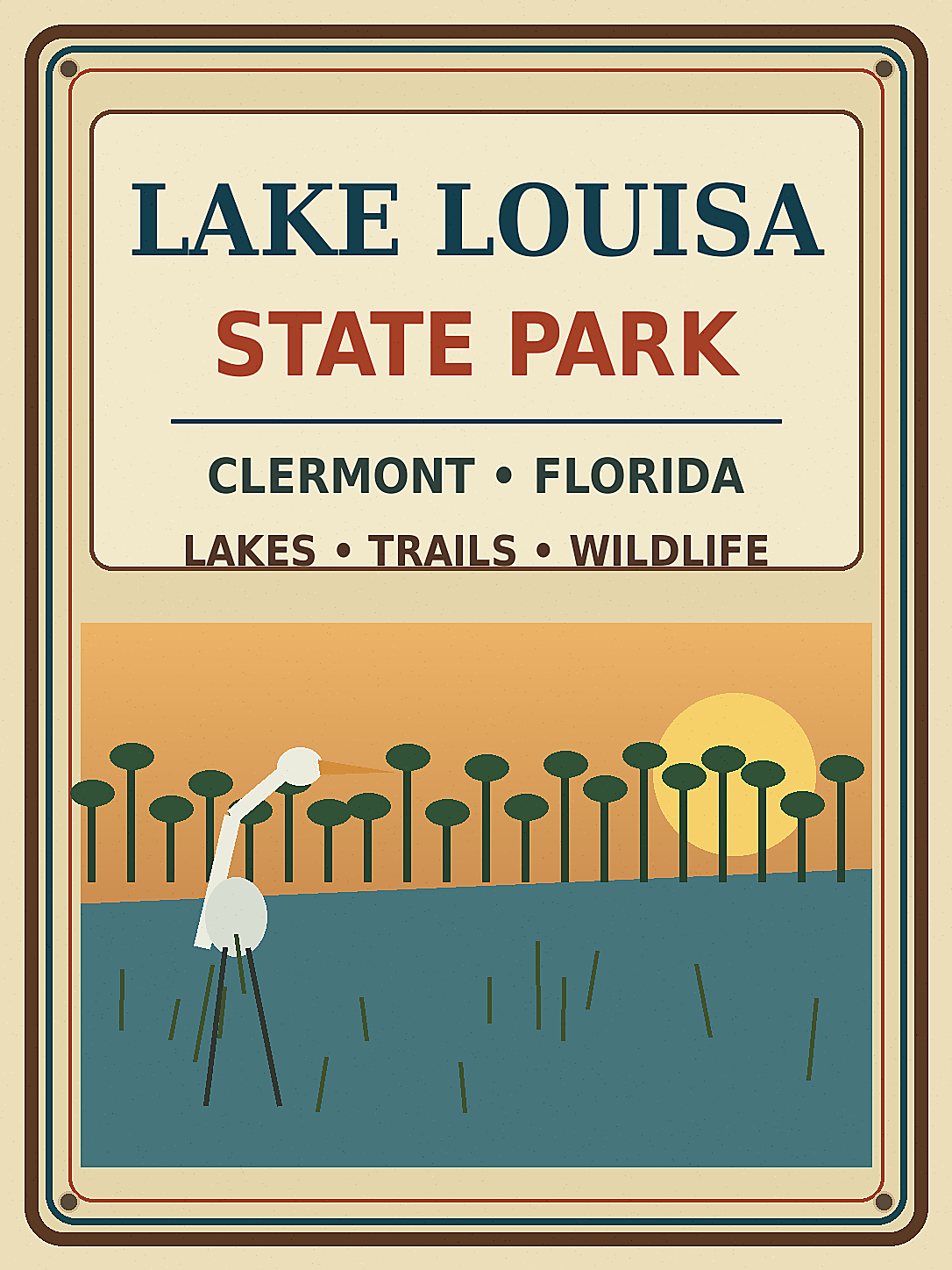 Lake Louisa State Park approved vintage attraction sign