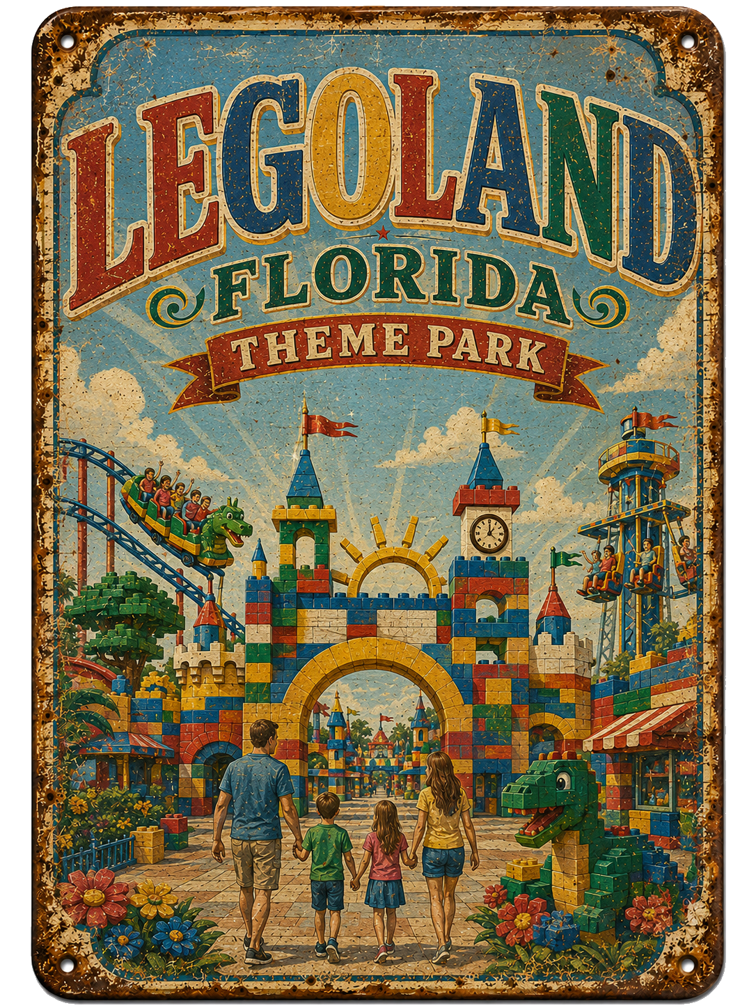 LEGOLAND Florida Theme Park approved vintage attraction sign
