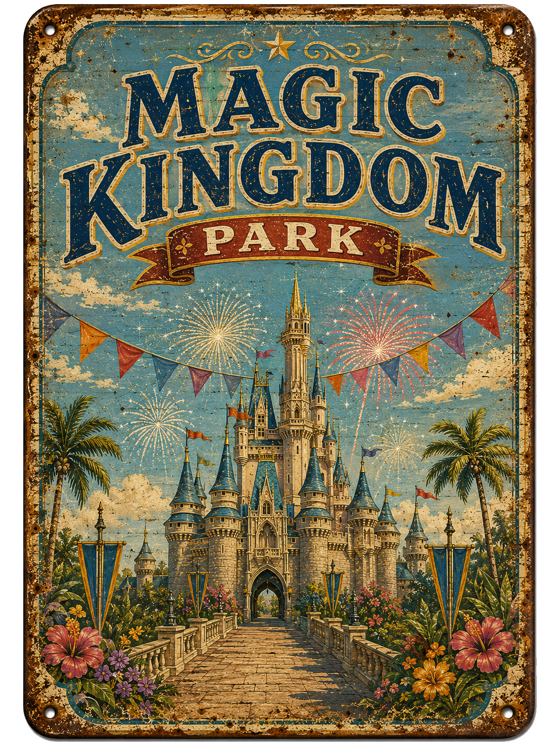 Magic Kingdom Park approved vintage attraction sign