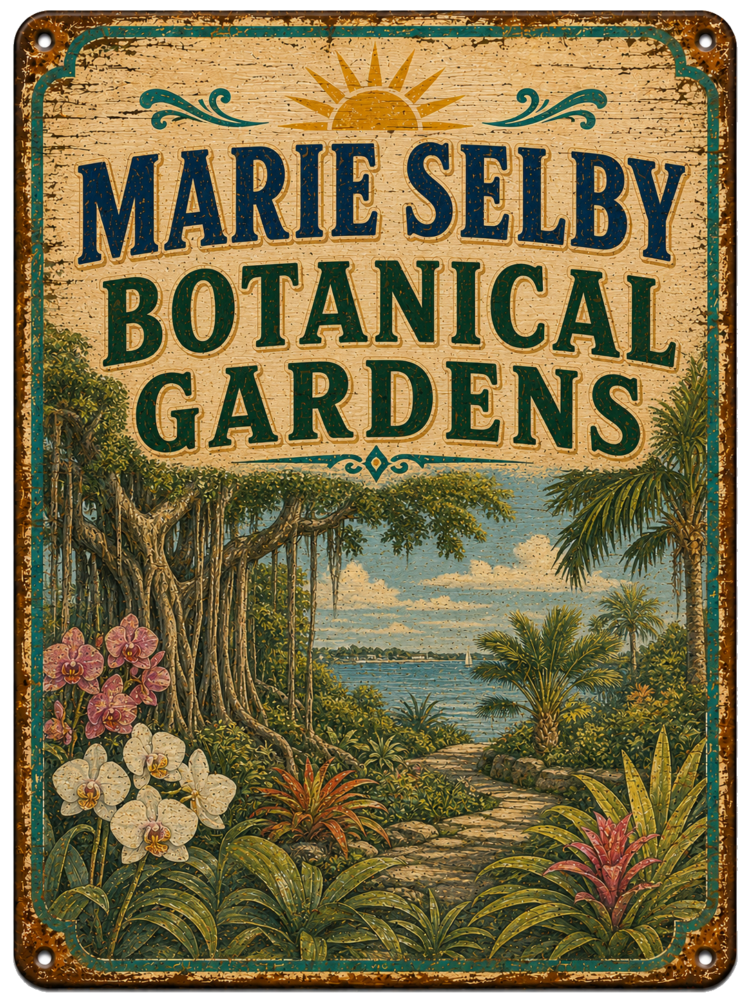 Marie Selby Botanical Gardens approved vintage attraction sign