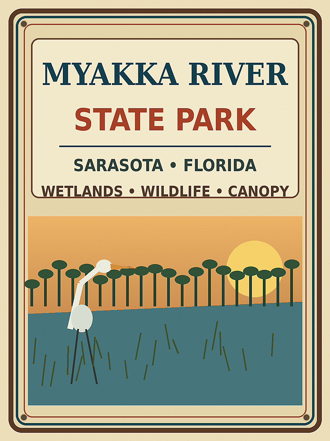Myakka River State Park approved vintage attraction sign