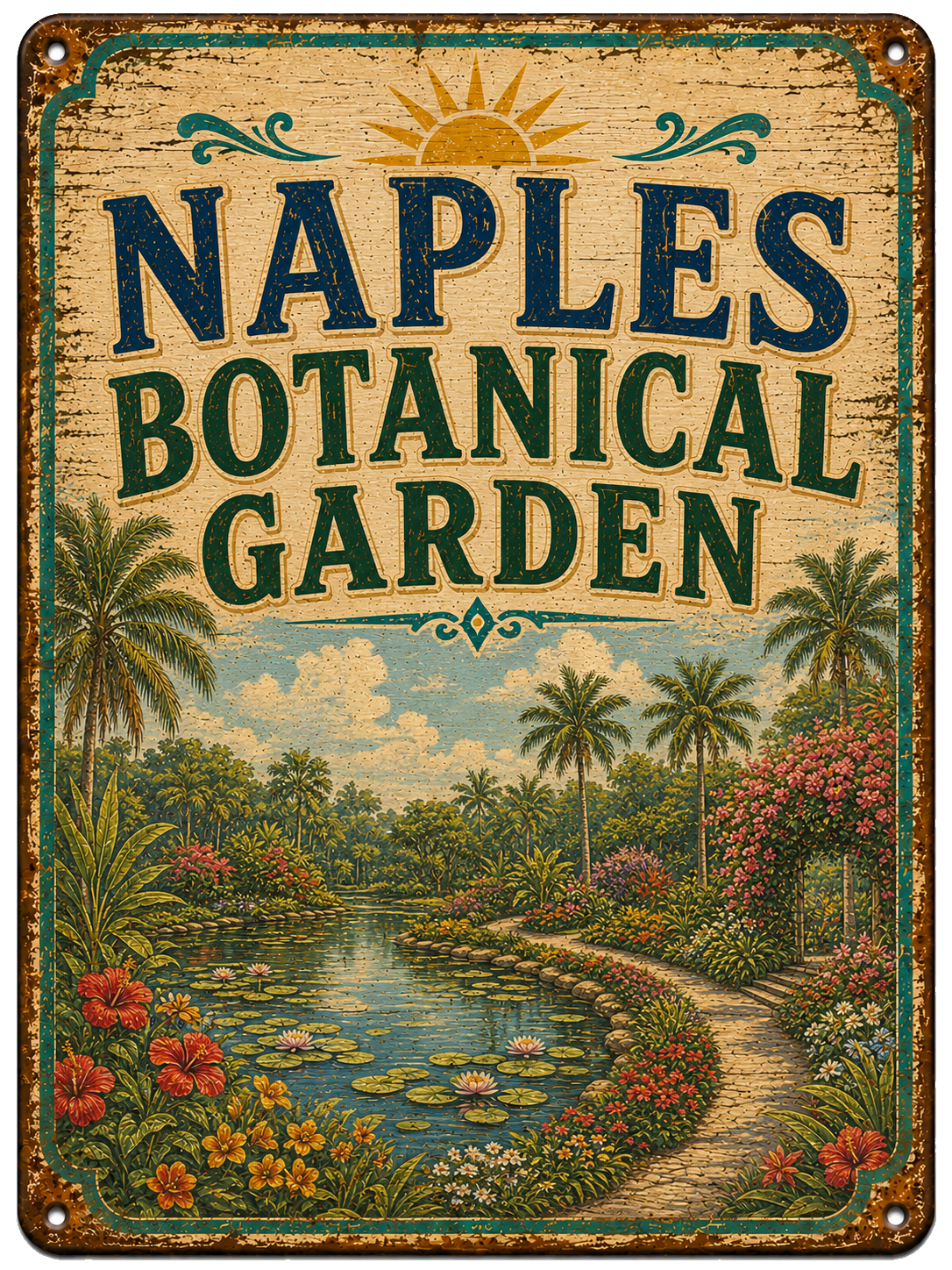 Naples Botanical Garden approved vintage attraction sign