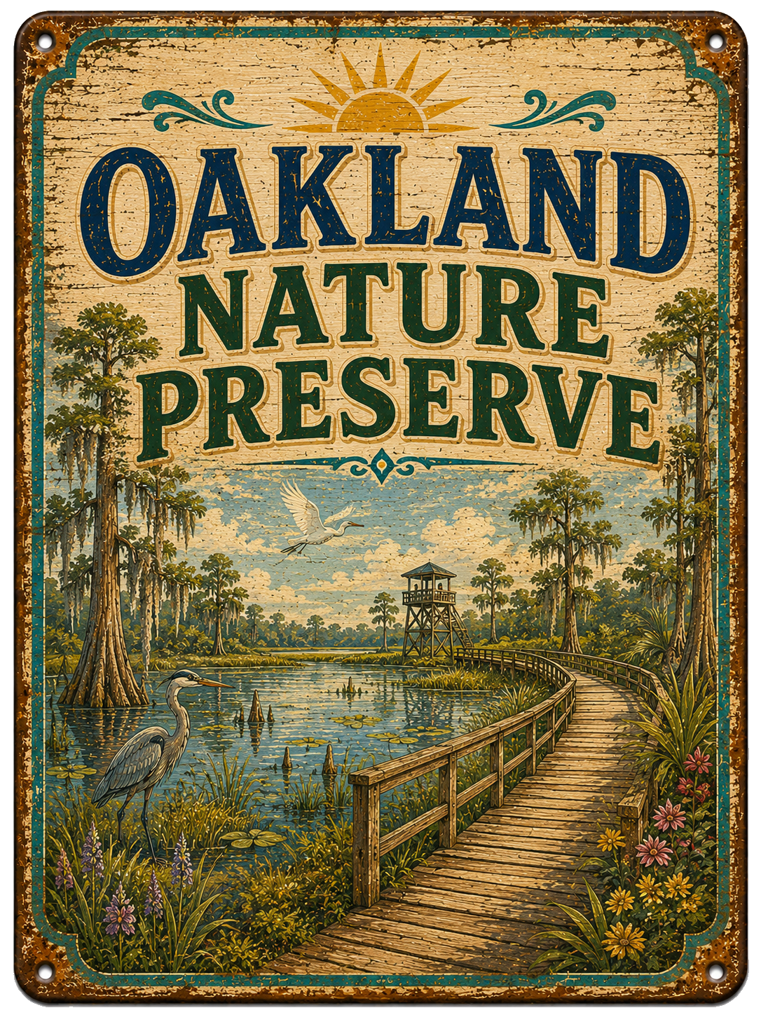 Oakland Nature Preserve approved vintage attraction sign