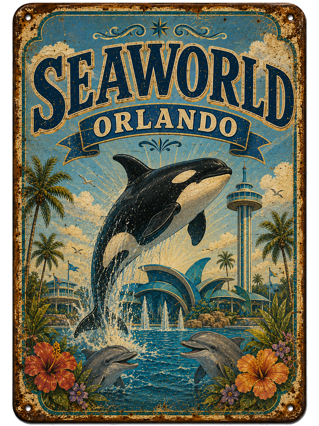 SeaWorld Orlando approved vintage attraction sign