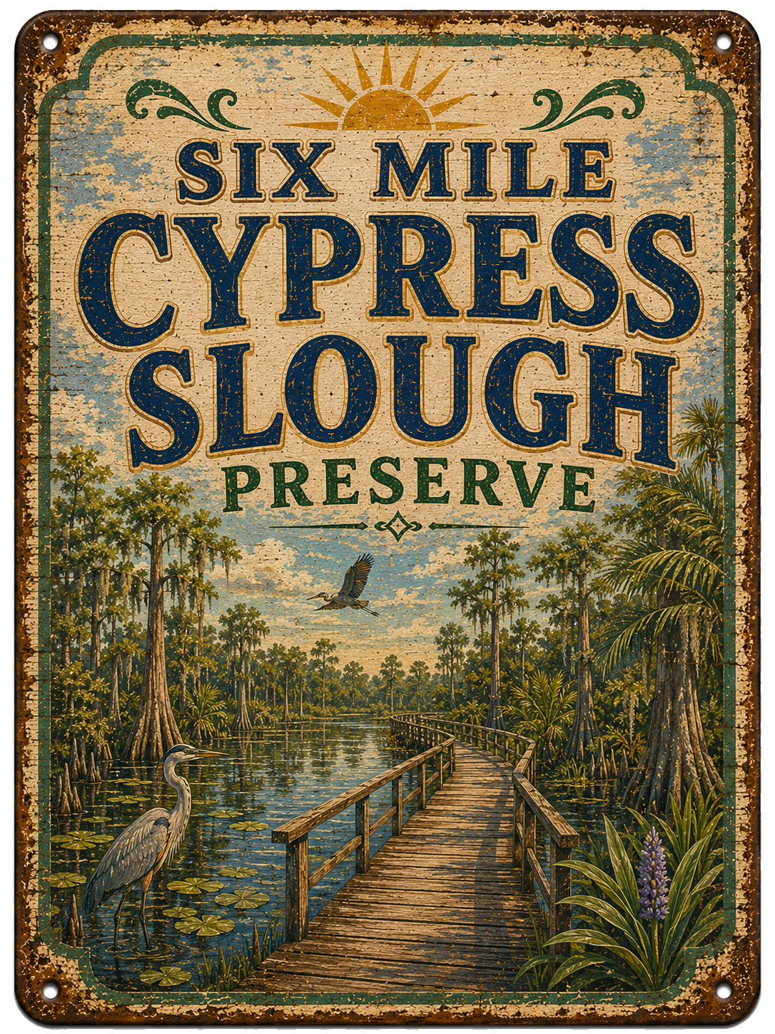 Six Mile Cypress Slough Preserve approved vintage attraction sign