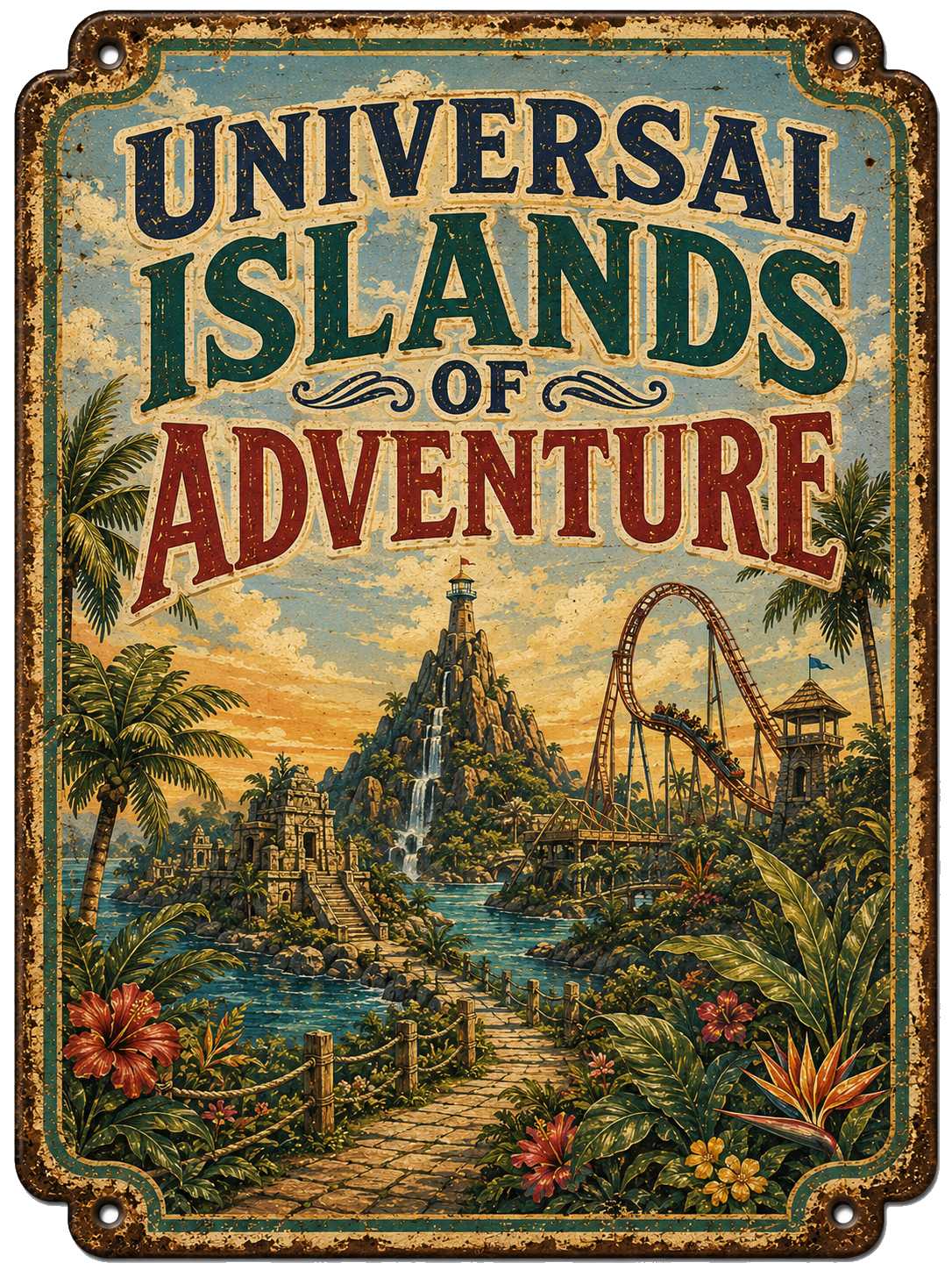 Universal Islands of Adventure approved vintage attraction sign