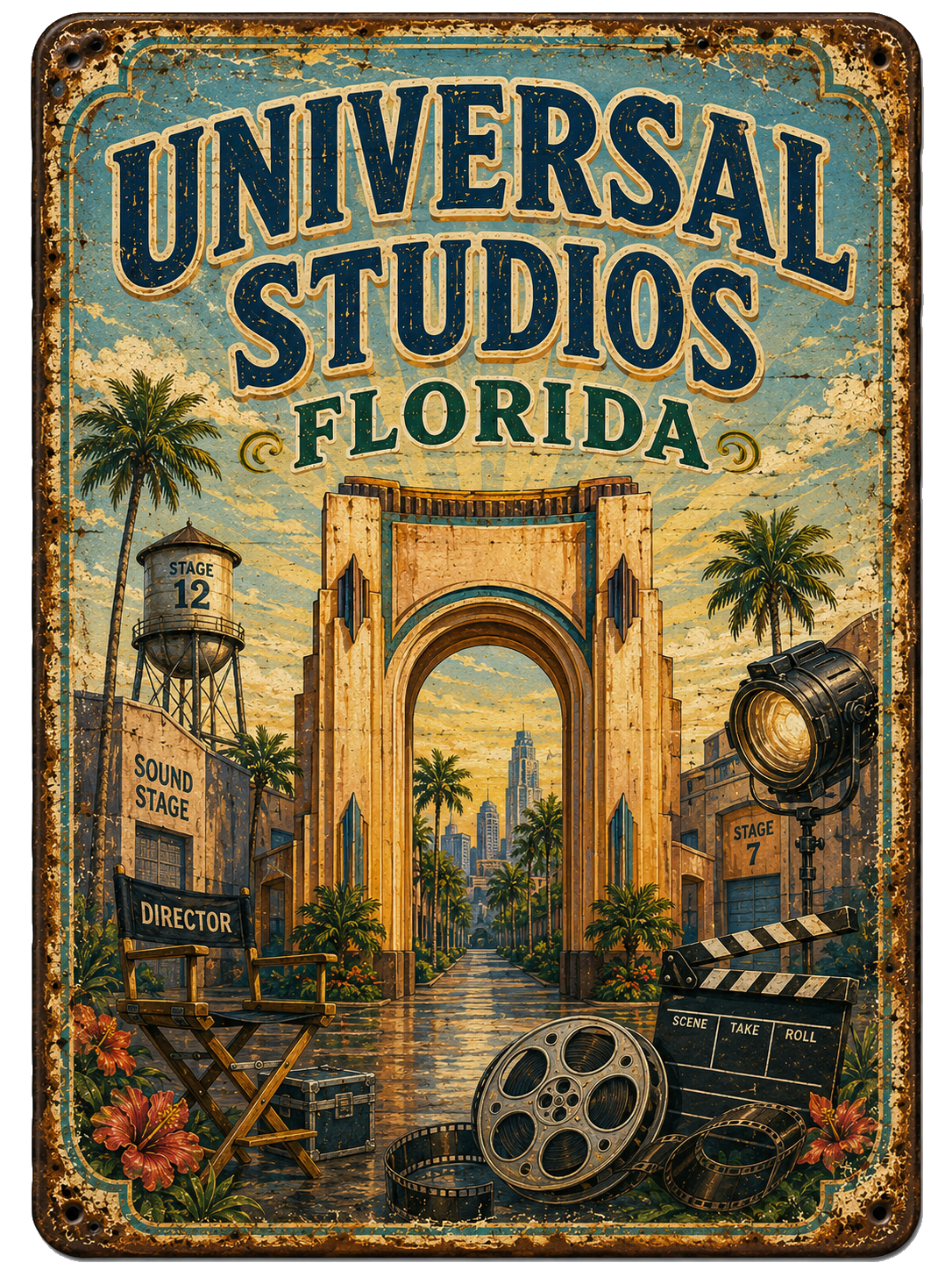 Universal Studios Florida approved vintage attraction sign
