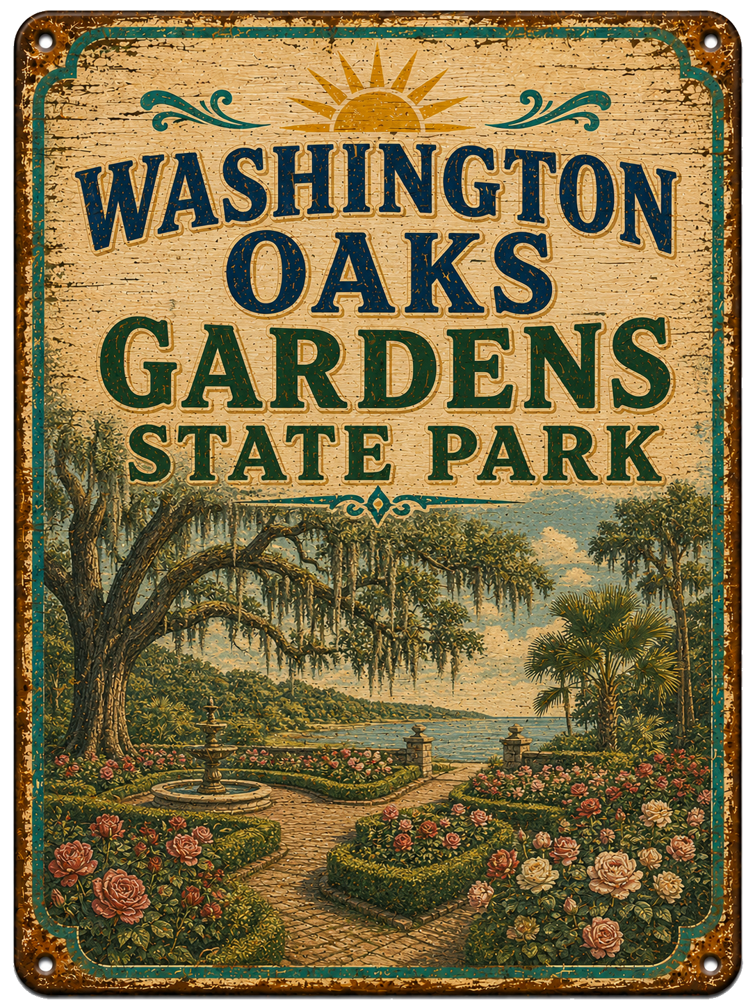 Washington Oaks Gardens State Park approved vintage attraction sign