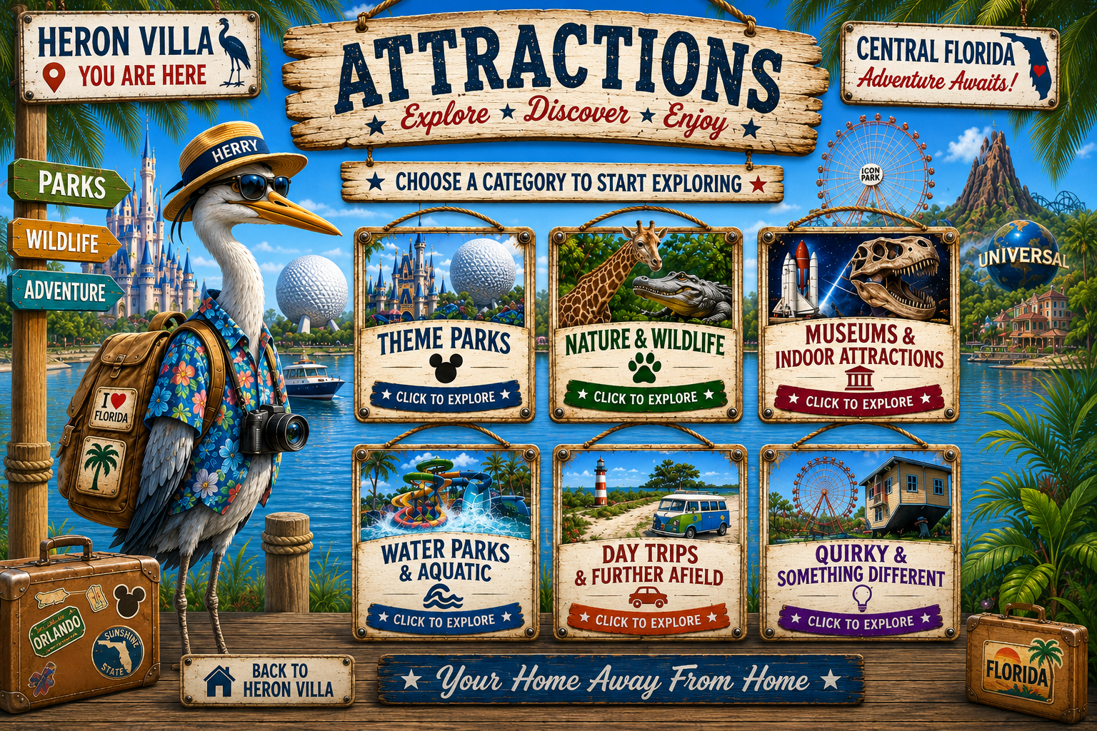 Heron Villa Attractions - Henry heads out for a day of Central Florida adventures