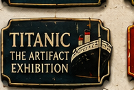 Titanic: The Artifact Exhibition approved vintage attraction sign